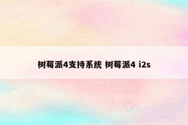 树莓派4支持系统 树莓派4 i2s