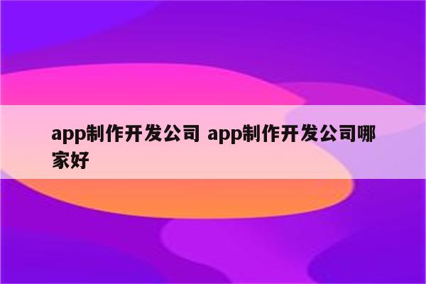 app制作开发公司 app制作开发公司哪家好