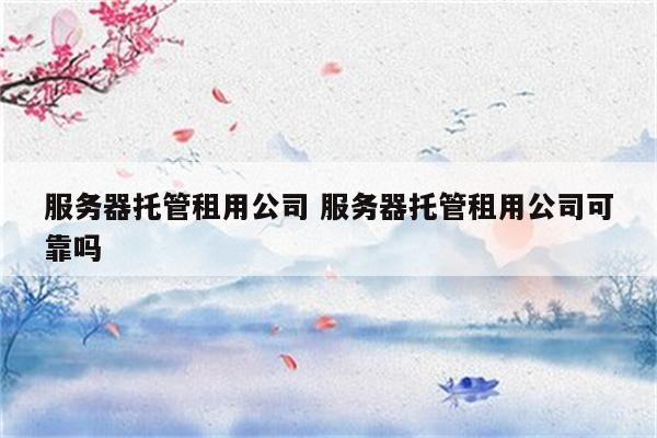 服务器托管租用公司 服务器托管租用公司可靠吗