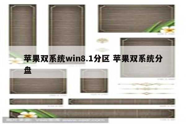 苹果双系统win8.1分区 苹果双系统分盘