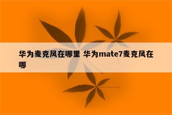 华为麦克风在哪里 华为mate7麦克风在哪