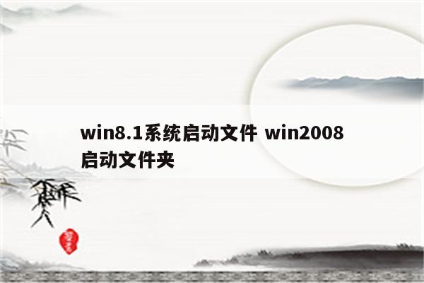win8.1系统启动文件 win2008启动文件夹