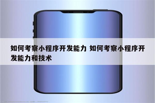 如何考察小程序开发能力 如何考察小程序开发能力和技术