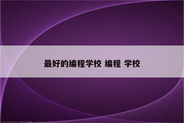 最好的编程学校 编程 学校