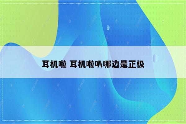 耳机啦 耳机啦叭哪边是正极