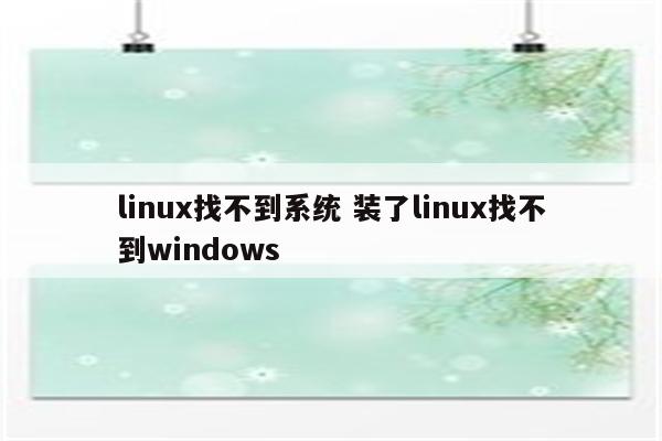 linux找不到系统 装了linux找不到windows