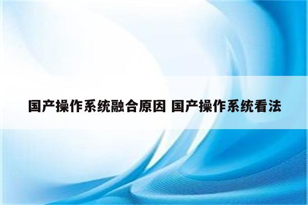 国产操作系统融合原因 国产操作系统看法